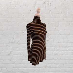 BDG Urban outfitters black and yellow striped body con turtle neck dress